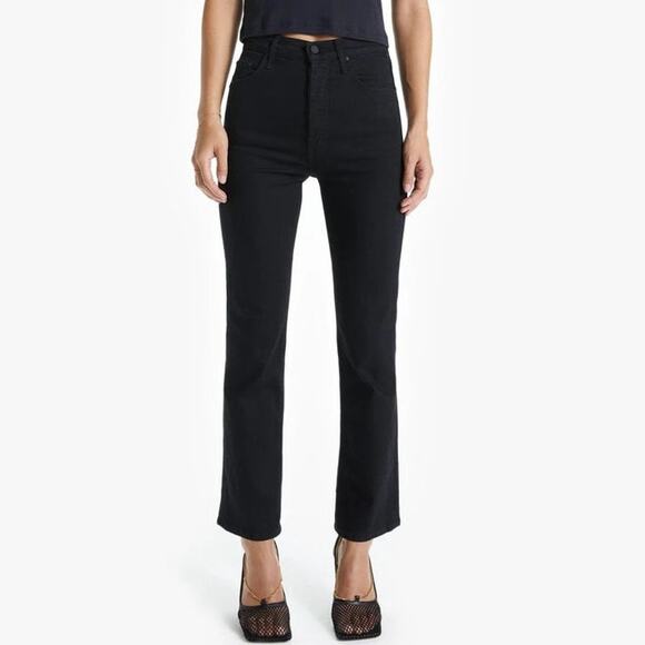 Mother The Tripper Jeans Size 24 Not Guilty Black High Rise Crop Flare - Picture 3 of 15